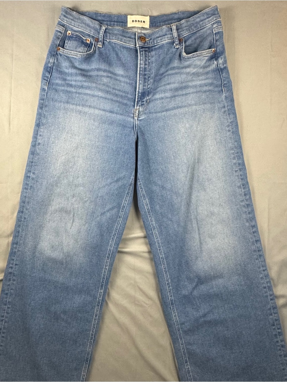 Boden Jeans Womens W32R Blue Light Wash High Rise Wide Leg Stretch Denim Pants